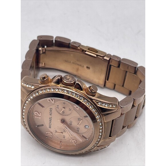 MICHAEL KORS BLAIR WOMENS WATCH MK5263 CHRONOGRAPH STAINLESS STEEL New Battery - Picture 2 of 13